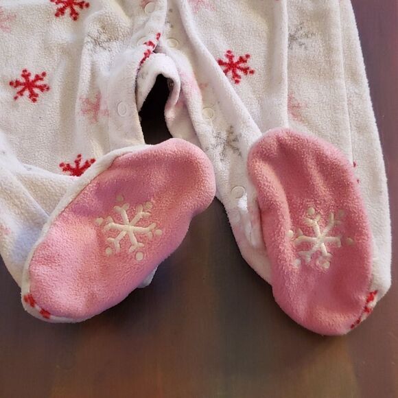 Carter's "My 1st Christmas" Reindeer Snowflakes Footed Sleeper Sz 6-9 Mos - Picture 3 of 5